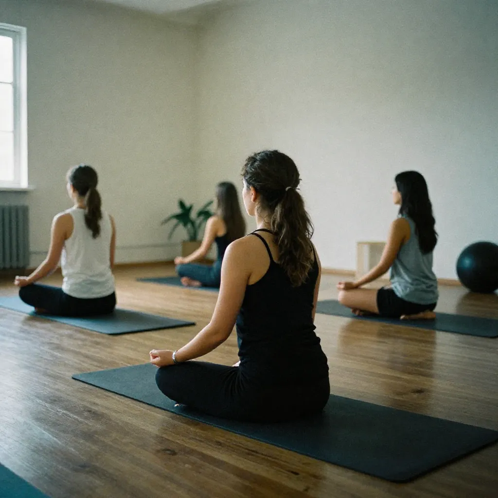 Seating layout seen from above in muted tones